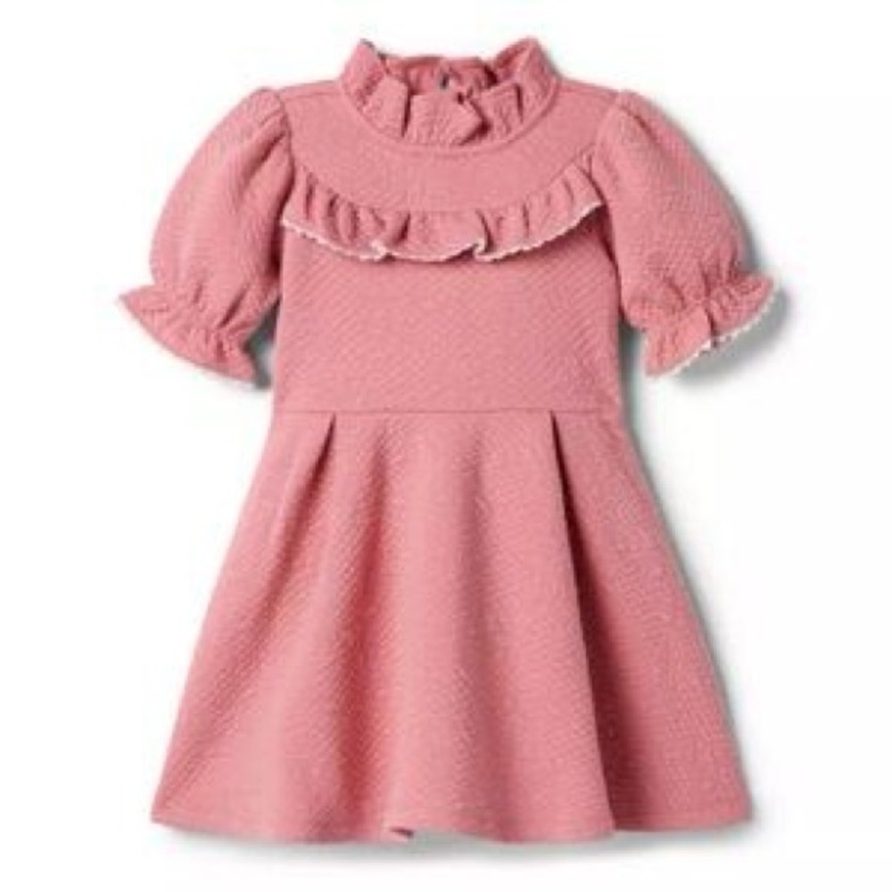 Janie and Jack Pink Quilted Jacquard Ruffle Dress Size 3